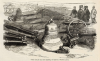 The Sebastopol Bells on display with other Crimean War trophies at Dial Square, Woolwich, in February 1856.